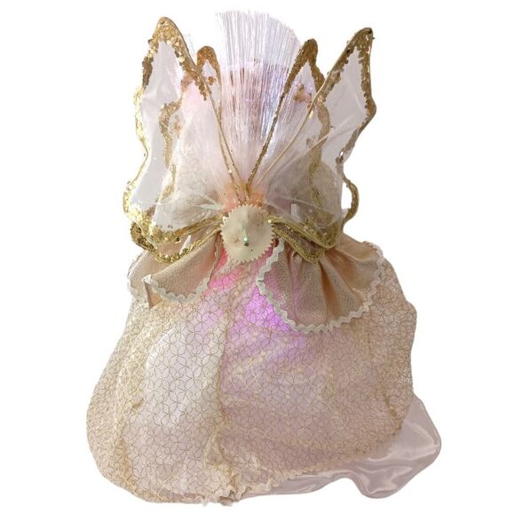 Fiber Optic Angel Tree Topper Gold Table Display Light Up Multi Color Christmas. - Picture 7 of 16